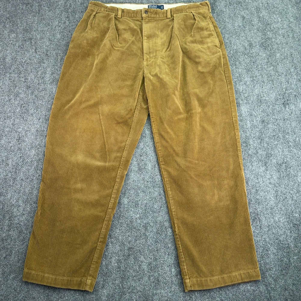 Polo‎ Ralph Lauren Pants Mens 40x30 (Fits 38x29) Tan Andrew Corduroy Pleated